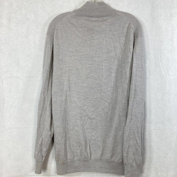 Jos. A Bank Sweater Mens Sz XXL Gray Merino Wool 1/4 Zip Pullover Lightweight - Picture 3 of 7